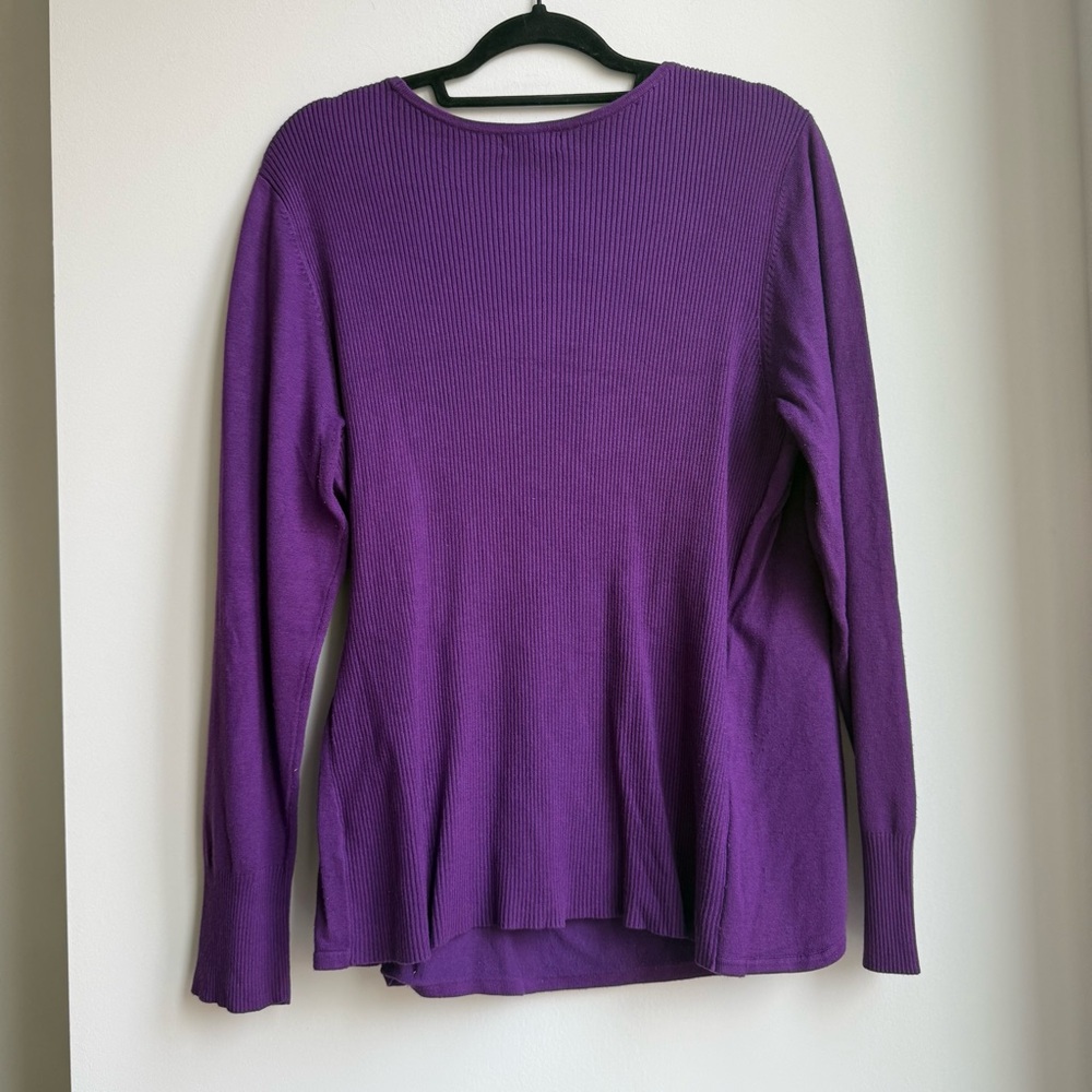 Charter Club Purple Ribbed Top - Picture 4 of 4
